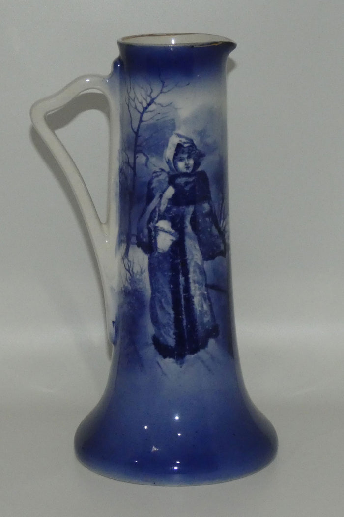 Royal Doulton Blue Children tall jug (Woman in Snowstorm)
