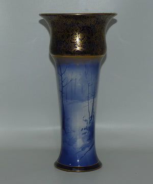 royal-doulton-blue-children-gilt-band-trumpet-vase