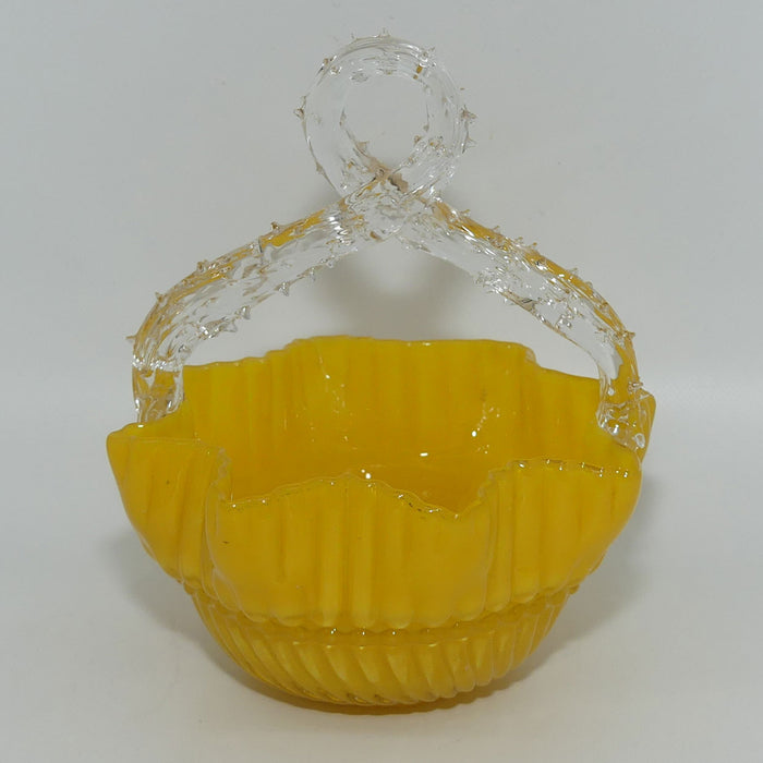 Buttercup Yellow Glass | Ribbed design | thorn handle basket