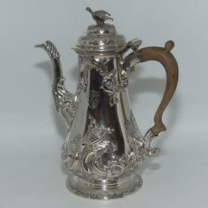 George II Sterling Silver Rococo chased Coffee Pot | London 1755