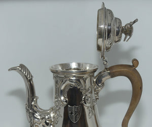 George II Sterling Silver Rococo chased Coffee Pot | London 1755