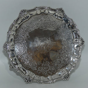 Georgian | Geo III | Sterling Silver shell and scroll waiter with original scratch weight | London 1768 | Ebenezer Coker