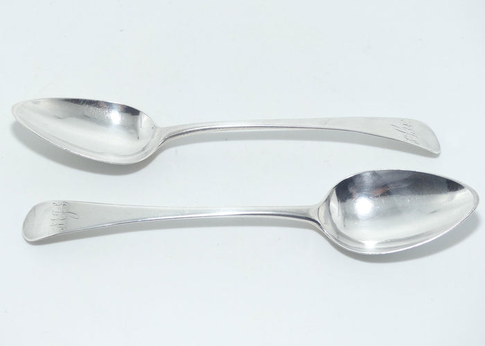 Georgian | Geo III | Sterling Silver pair of Old English pattern soup or serving spoons | Newcastle 1802 | John Langlands