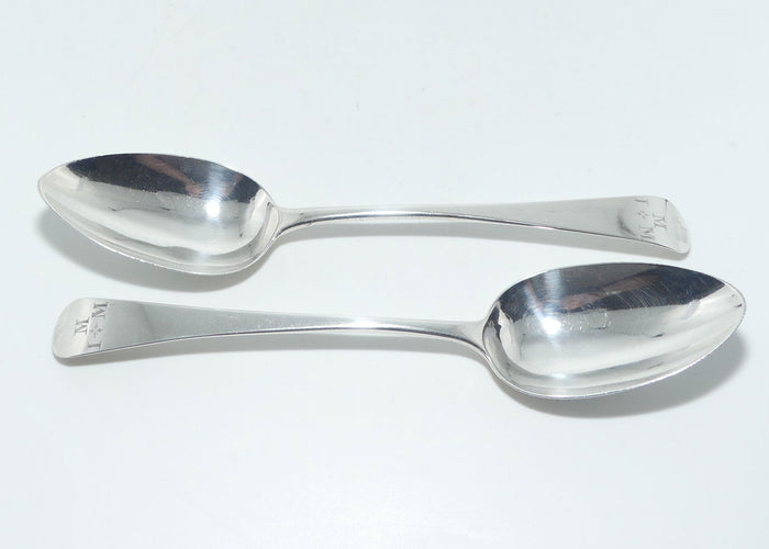 Georgian | Geo III | Sterling Silver pair of Old English pattern soup or serving spoons | London 1810 | Mary & Elizabeth Sumner