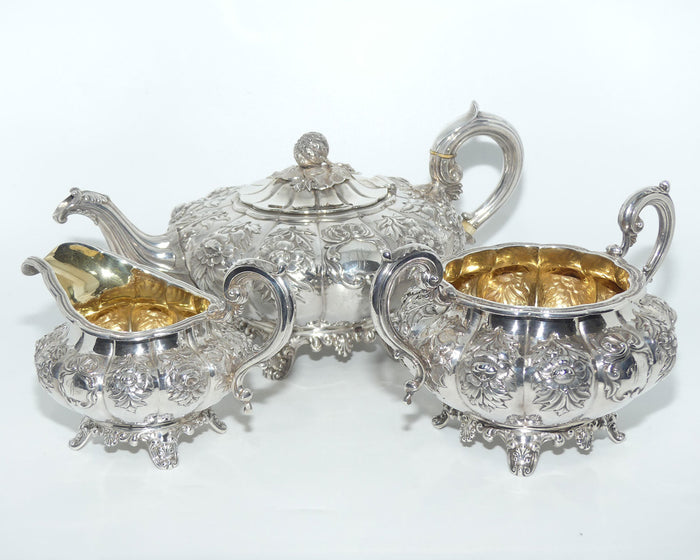 Victorian Irish Sterling Silver 3 piece tea service | Dublin 1839/40 | James Fray