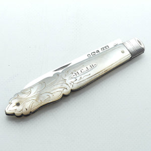 Victorian Sterling Silver and Carved Mother of Pearl Fruit Knife | Sheffield 1885