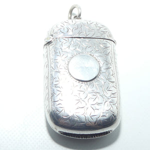 Bright Cut decoration Sterling Silver Vesta Case | Birmingham 1898