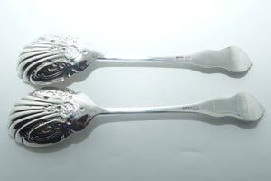 Victorian | Sterling Silver pair of nicely decorated fruit servers | Mappin and Webb | Sheffield 1900