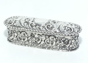 Edwardian Sterling Silver heavily decorated Repousse snuff box | Birmingham 1901