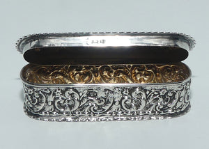Edwardian Sterling Silver heavily decorated Repousse snuff box | Birmingham 1901