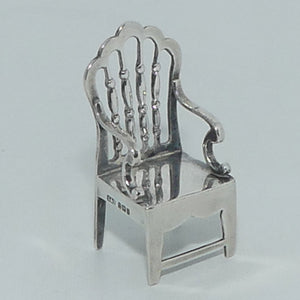 Edwardian Sterling Silver miniature chair | Tennysons Chair | 1809 - 1892 | Made for Aspreys London