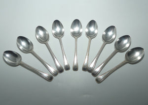 Sterling Silver set of 9 Old English bead pattern tea spoons | Sheffield 1911 | 202g