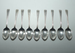 Sterling Silver set of 9 Old English bead pattern tea spoons | Sheffield 1911 | 202g