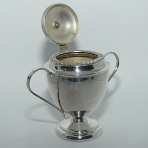 1950 era Silver Plated Covered Sugar with Black Finial and Loop handles