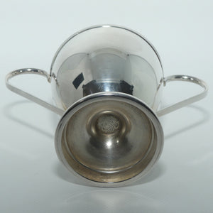 1950 era Silver Plated Covered Sugar with Black Finial and Loop handles