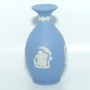 Wedgwood Jasper | White on Pale Blue | Ovoid body vase | 2 Cherubs | Farmer Couple