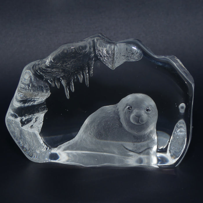 Mats Jonasson Sweden Crystal | 33150 Baby Seal Plaque paperweight