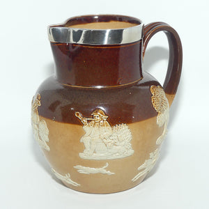 Doulton Lambeth Harvest Hunting jug | Shape 9606 | Sterling Silver rim | Birmingham 1899