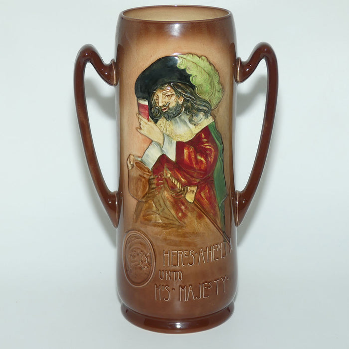 Royal Doulton Aerographed Brown Here's a Health Unto his Majesty double handled vase D5719 | #2