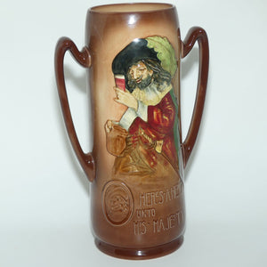 Royal Doulton Aerographed Brown Here's a Health Unto his Majesty double handled vase D5719 | #1