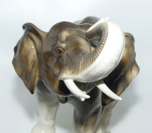 Royal Dux figure of Elephant | Trunk in Salute | Large