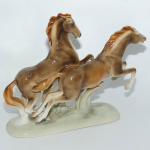 Royal Dux figure group of Rampant Horses