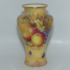 Royal Worcester hand painted Fruit Waisted shape tall vase | Shape 2195 | signed Leaman