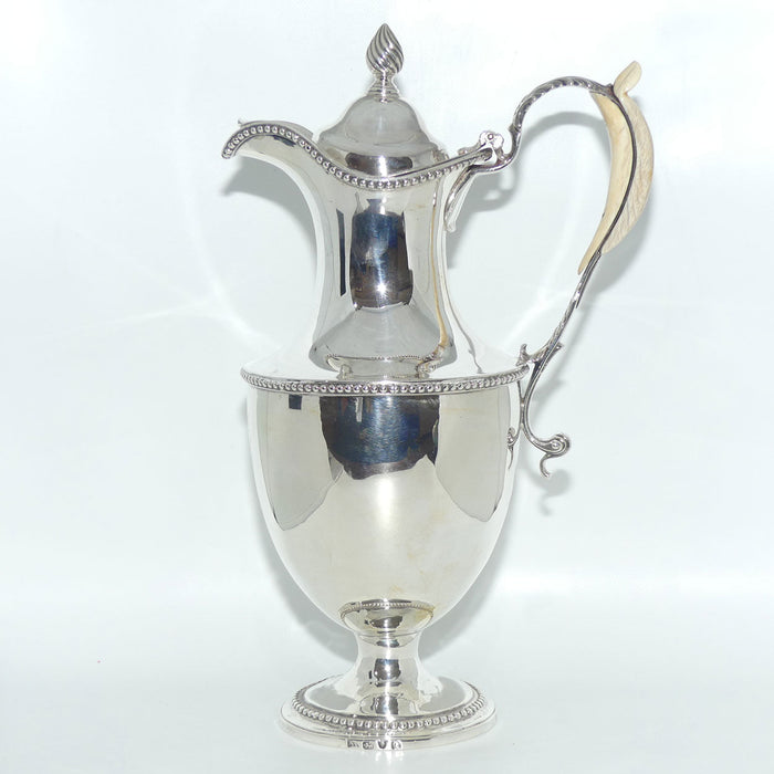 Georgian | Geo III | Sterling Silver baluster shape claret jug with beaded thread decoration | London 1774