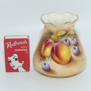 Royal Worcester hand painted fruit miniature fluted rim vase | Roberts | G957