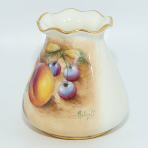 Royal Worcester hand painted fruit miniature fluted rim vase | Roberts | G957