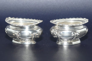 Sterling Silver pair of Neoclassical design open salts | Sheffield 1903 | 44.7g