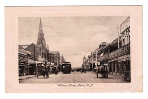 early Perth WA postcard | William Street, Perth WA | AIF Postmark | WWI Anzac interest