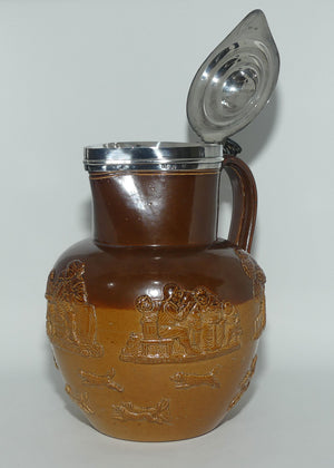 Doulton Lambeth Harvest Hunting ale jug with Sterling Silver Rim and Lid | Gardez Bien