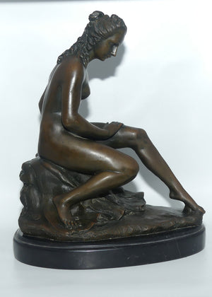Bronze sculpture of a nude La Baigneuse by Christophe-Gabriel Allegrain | French Foundry Marked