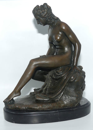 Bronze sculpture of a nude La Baigneuse by Christophe-Gabriel Allegrain | French Foundry Marked