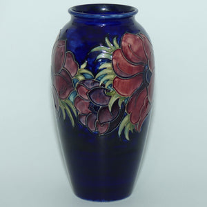 Walter Moorcroft Anemone on Blue ground tall cylinder 393/10 vase | c.1970