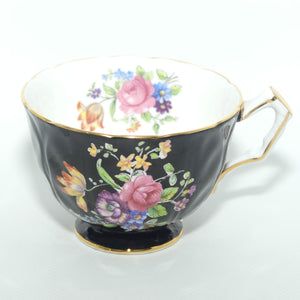 Aynsley Black Floral Bouquet tea size duo | Pattern 765788