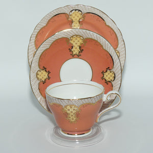 Aynsley Coral Pink and Gilt trio