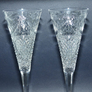 Stuart Crystal | Beaconsfield pattern | Pair of Toasting Champagne flutes | #1