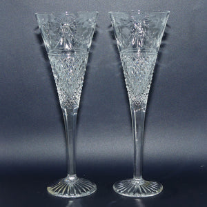 Stuart Crystal | Beaconsfield pattern | Pair of Toasting Champagne flutes