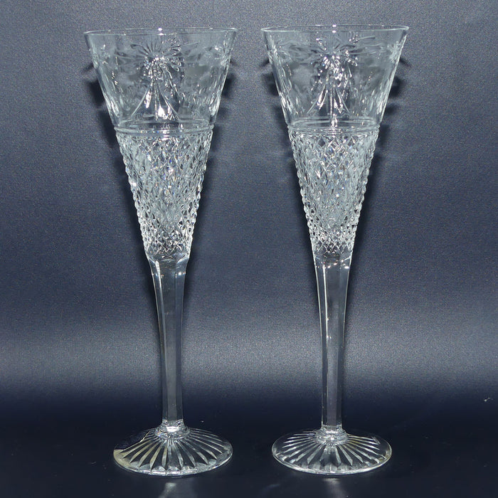 Stuart Crystal | Beaconsfield pattern | Pair of Toasting Champagne flutes | #2