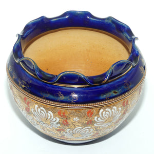 Royal Doulton Slaters Patent fluted rim Jardiniere | Royal Blue and Gilt Floral