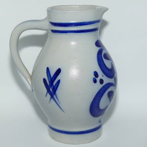 West German Pottery 1.5 litre Decorative Blue Jug