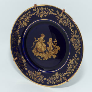 Limoges Porcelain Courting plate in wire frame | 15.5cm | Blue and Gilt