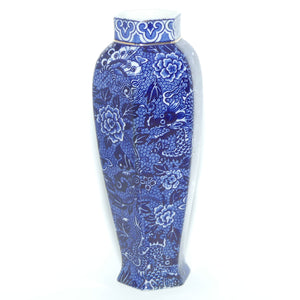 Shelley Blue and White | Blue Dragon slender hexagonal vase | 17cm
