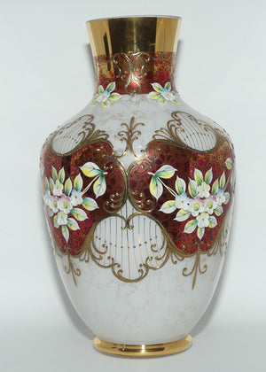 Bohemian Art Glass hand enamelled and gilt floral vase | #1