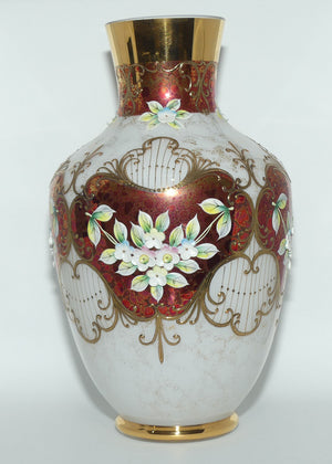 Bohemian Art Glass hand enamelled and gilt floral vase | #1