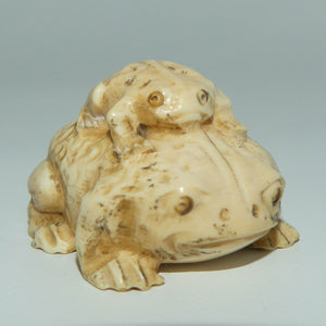 Japanese Carved Bone Netsuke | Large and Small Toads