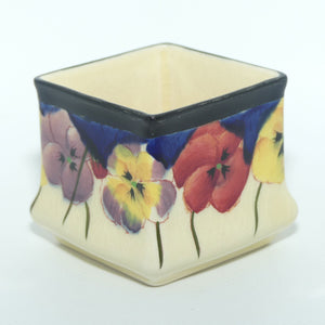 Royal Doulton Pansy with Black Border D4049 | box shape small vase #1 | 7013