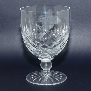 Royal Brierly Crystal engraved Goblet | Bird on Branch | signed David Whyman 1982